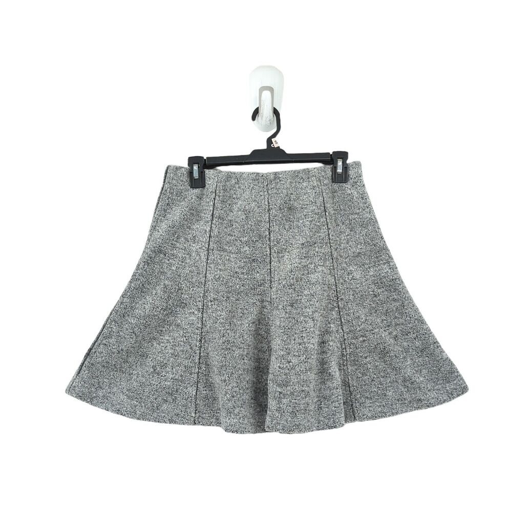 Ann Taylor LOFT Women S P Petite Fleece Skirt Gray Seamed Flounce Swing Mini NEW